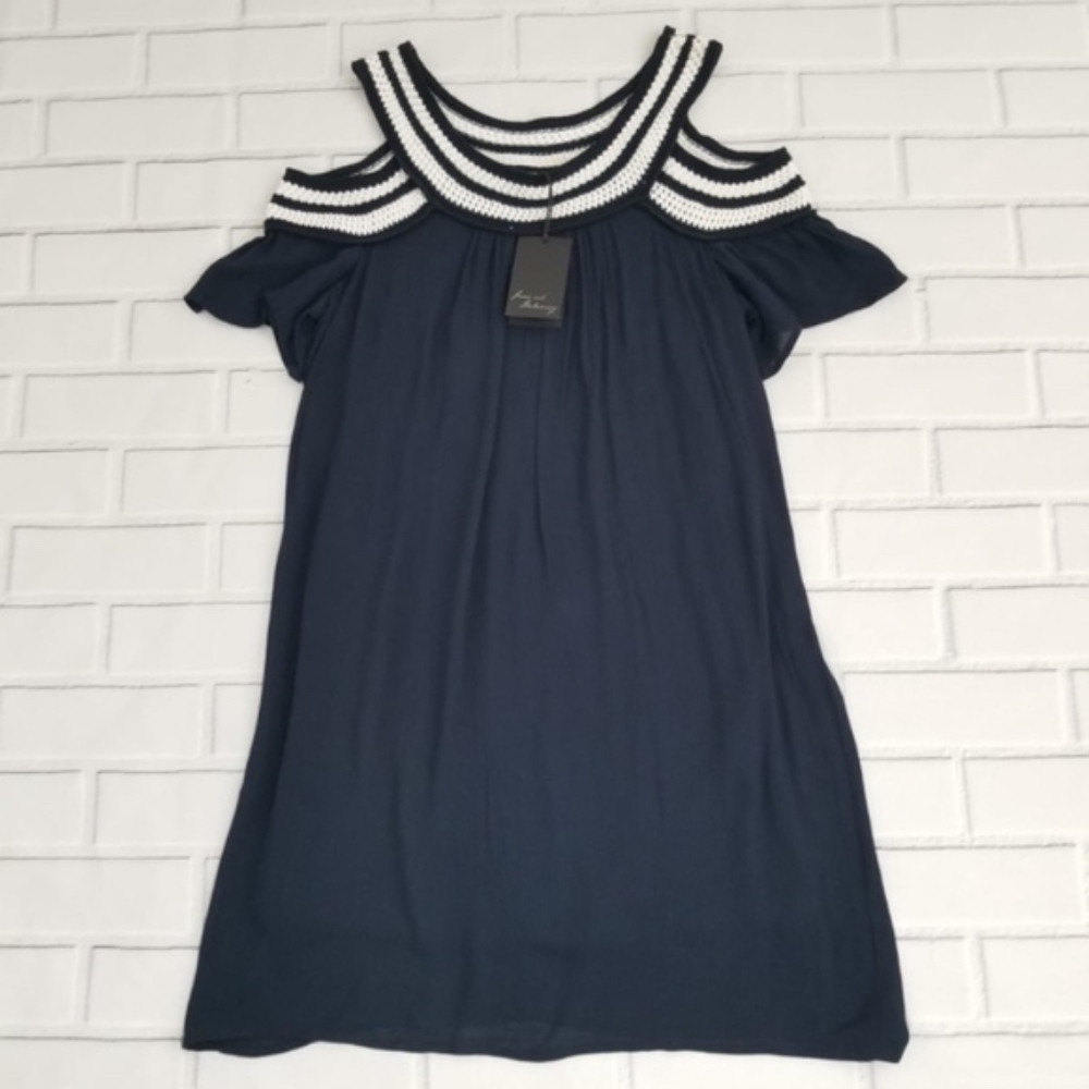 Jane and Delancey Navy Cold Shoulder Dress